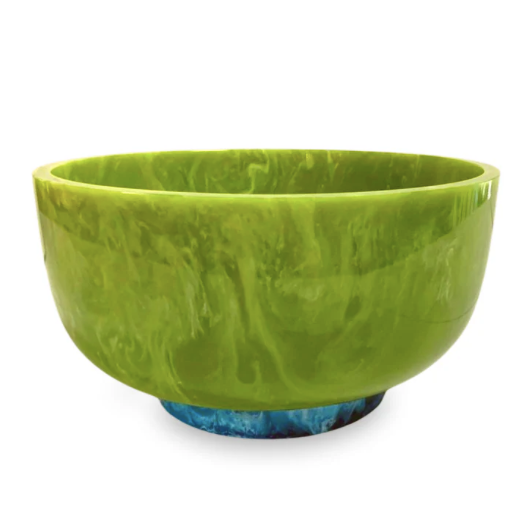 Resin Rio Large Bowl with Base Green and Blue