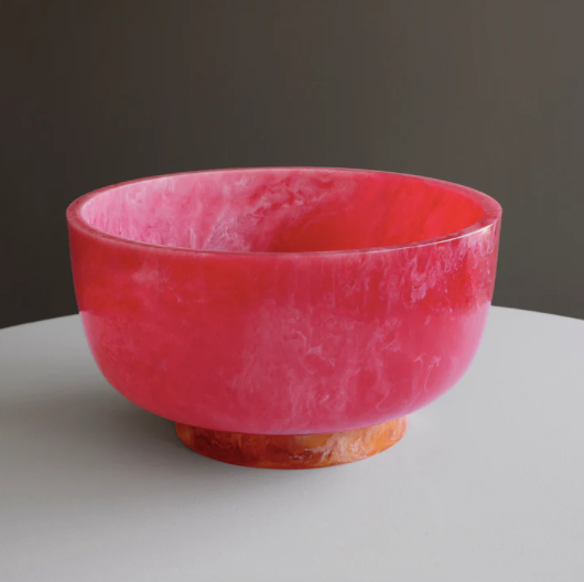 Resin Rio Large Bowl with Base Pink and Orange