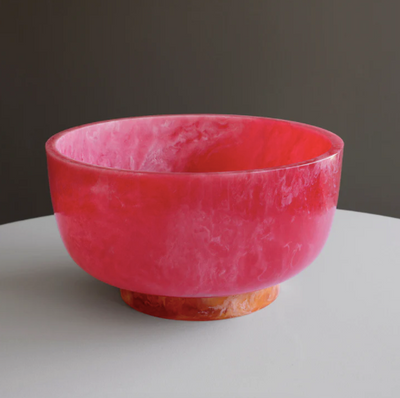 Resin Rio Large Bowl with Base Pink and Orange