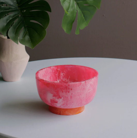 Resin Rio Small Bowl with Base Pink and Orange