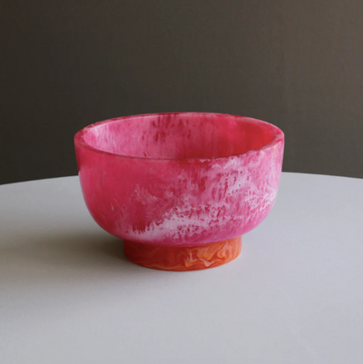 Resin Rio Small Bowl with Base Pink and Orange