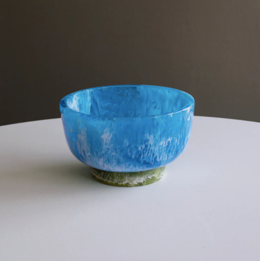 Resin Rio Small Bowl with Base Blue and Green