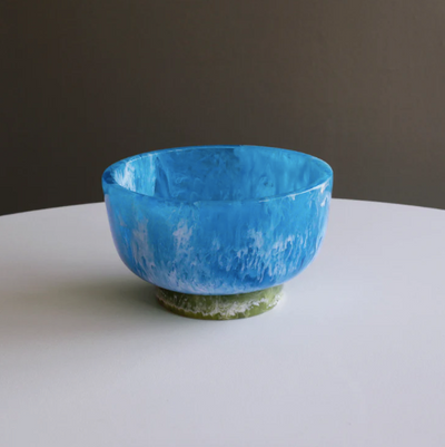 Resin Rio Small Bowl with Base Blue and Green
