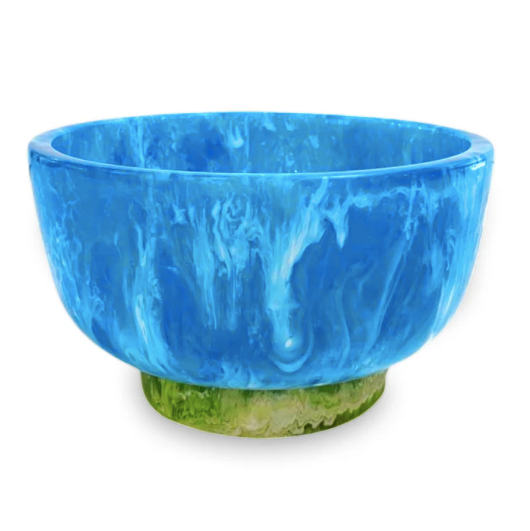 Resin Rio Small Bowl with Base Blue and Green