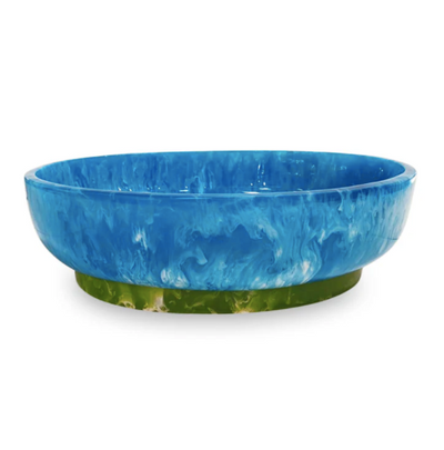 Resin Rio Large Oval Bowl with Base Blue and Green