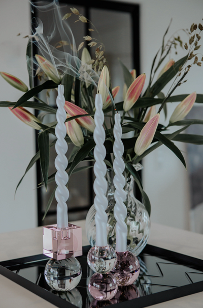 Goretti Candle Holders Pink Clear