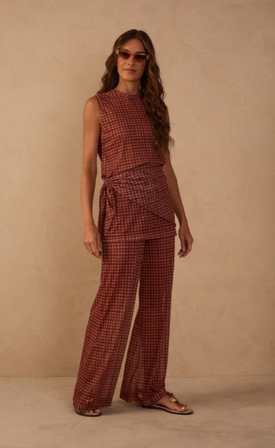 Tulle Vichy Print Pant