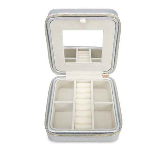 Leah Travel Jewelry Case Silver