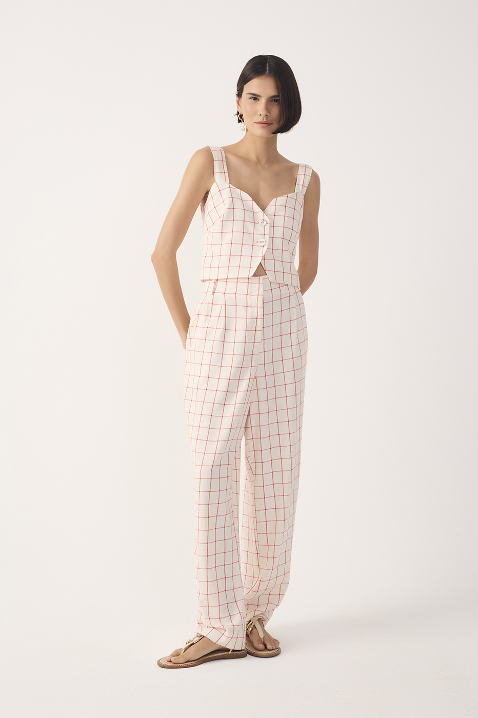 Alison Pant Red Off White