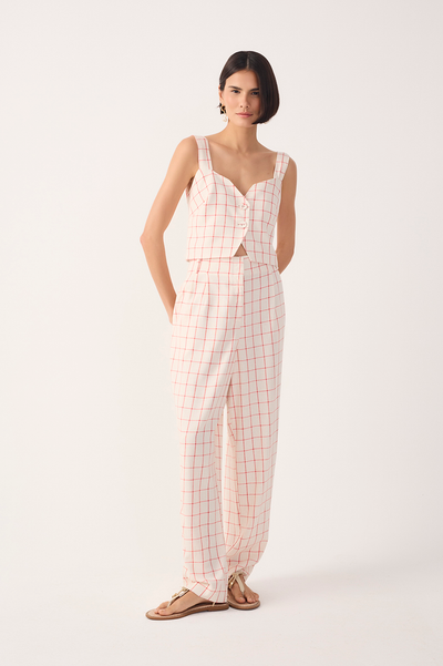 Alison Pant Red Off White