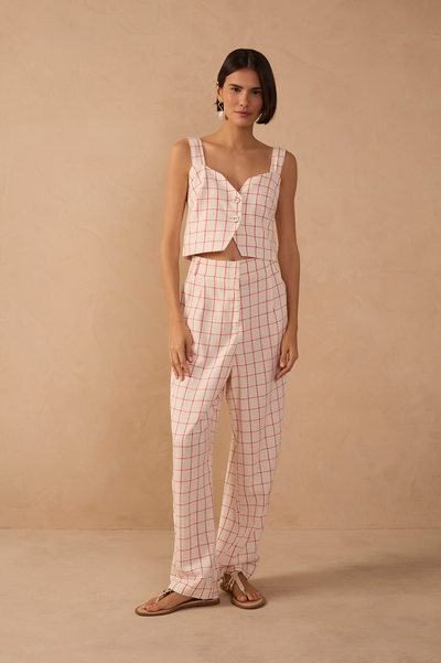 Alison Pant Red Off White