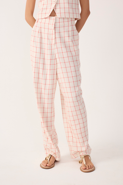 Alison Pant Red Off White