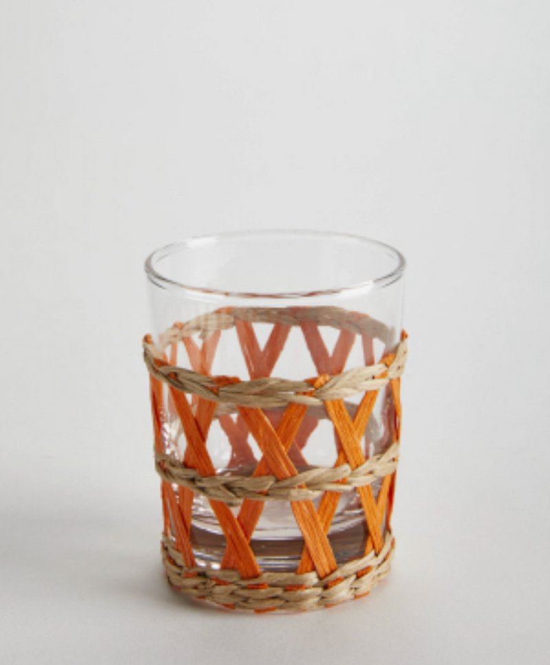 Wicker Wrap Orange Beverage Glass Short