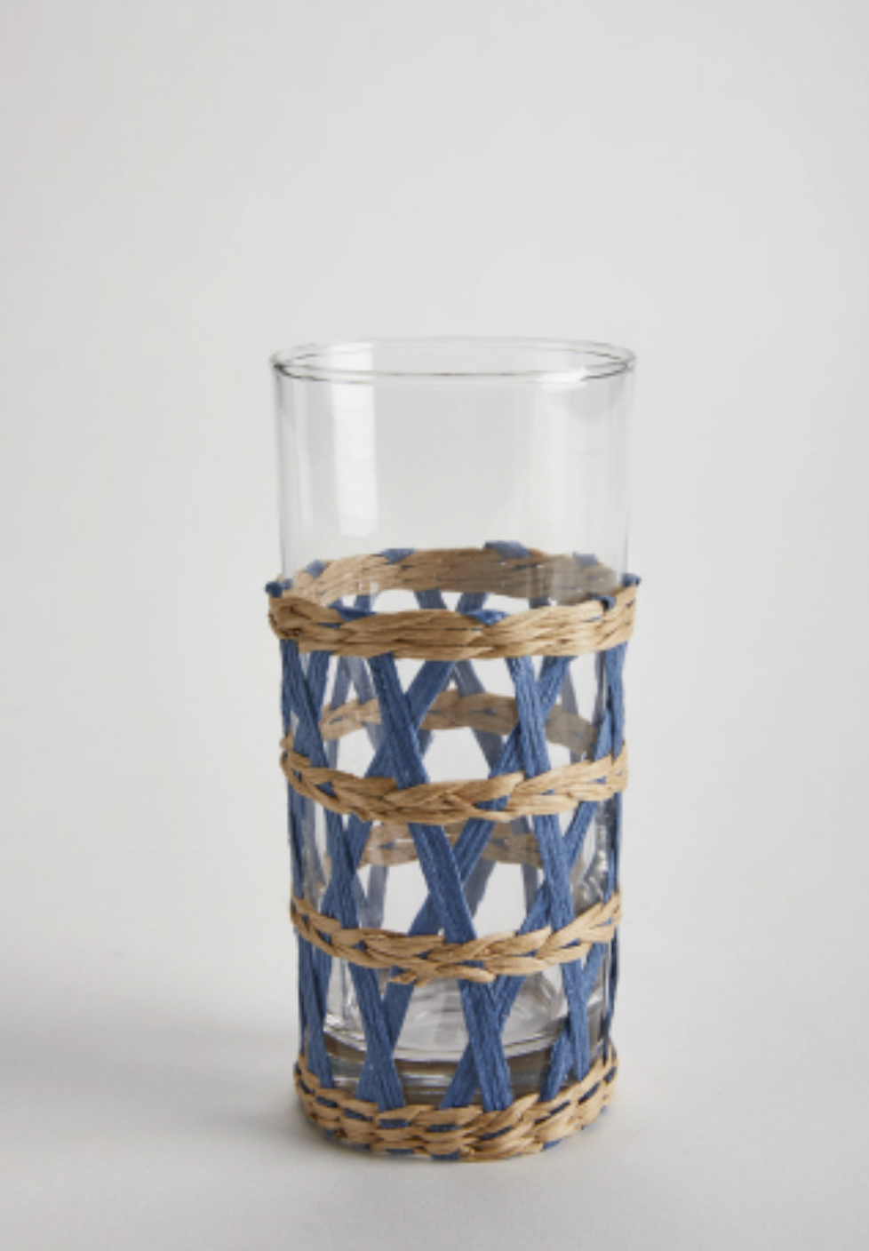 Wicker Wrap Blue Beverage Glass Tall