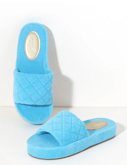 Sol Terry Pool Slides Turquoise