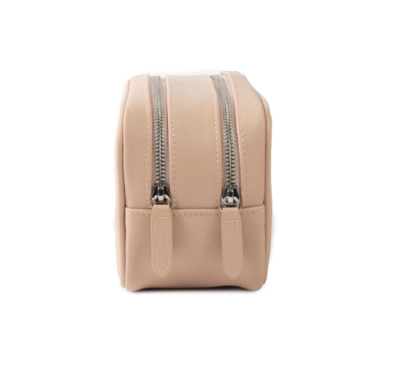 Corie Double Zip Cosmetic Case Taupe