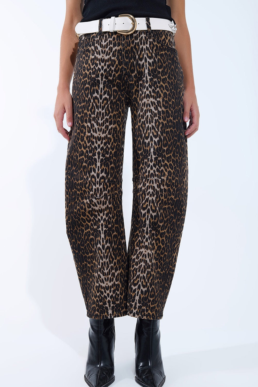 Barrel Leopard Print Jeans
