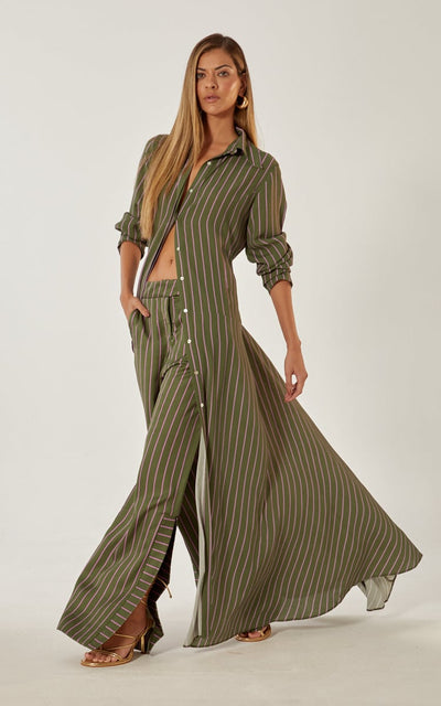 Isadora Dress Stripe Olive