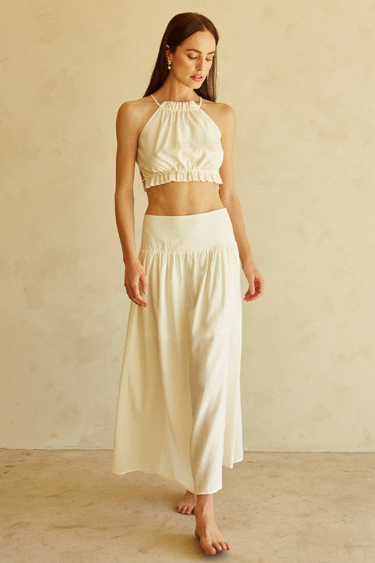 Layla Halter Top Skirt Set Beige