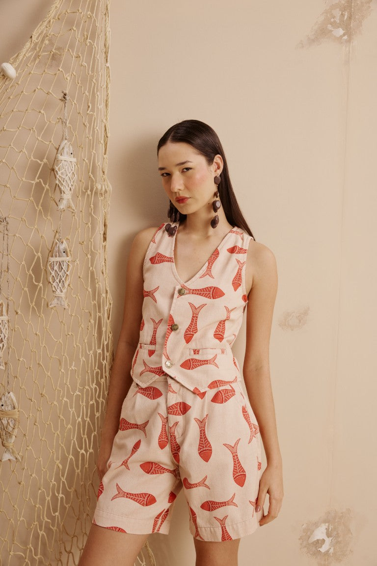 Ipek Twill Bermuda Off White