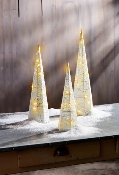 White Light Up Tree Cones