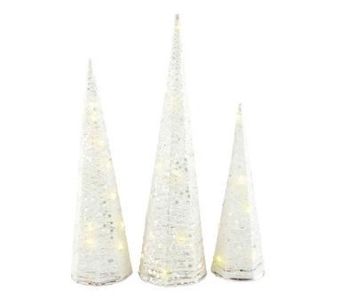 White Light Up Tree Cones