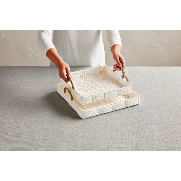 House Nested Woven Trays White