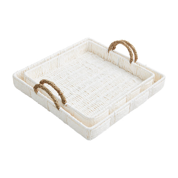House Nested Woven Trays White