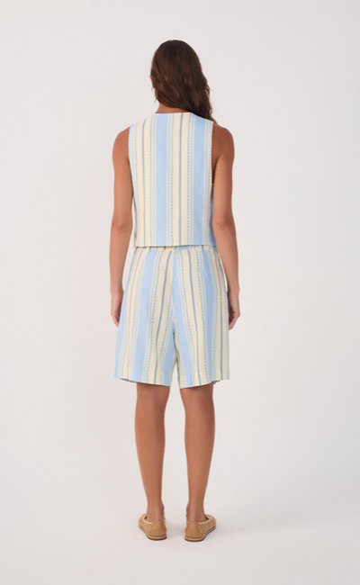 Linen Descanso Azul Print Bermuda