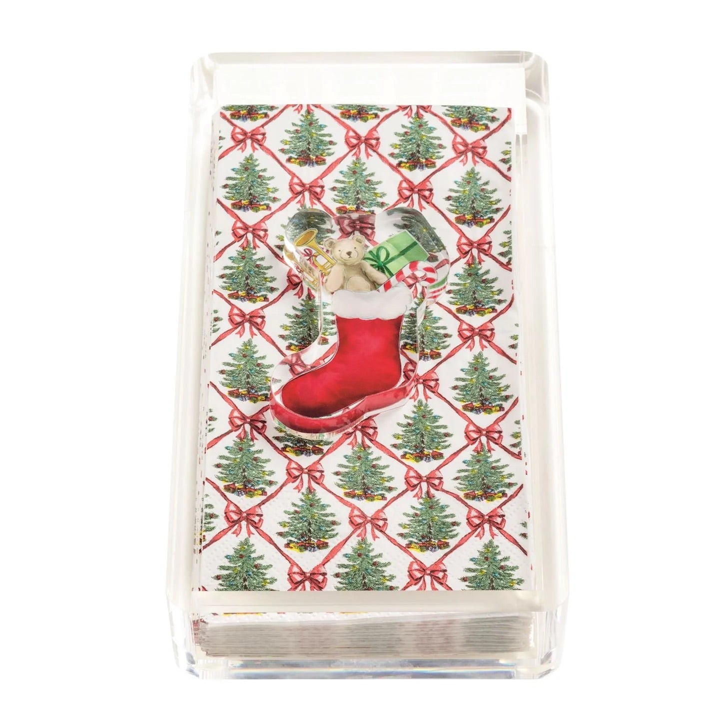 Stocking Tartan Napkin Holder And Weight Set