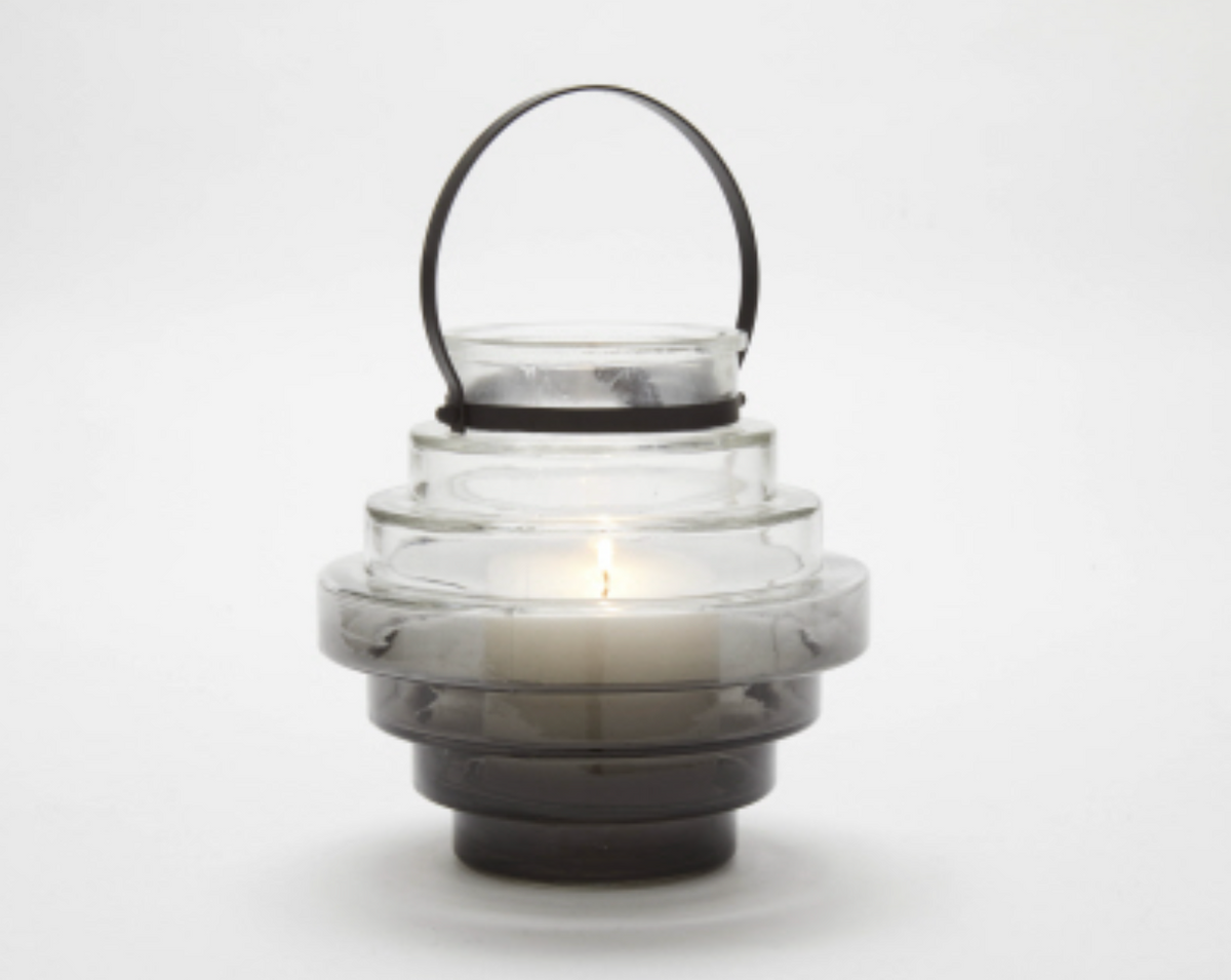 Ribbed Glass Black Lantern M