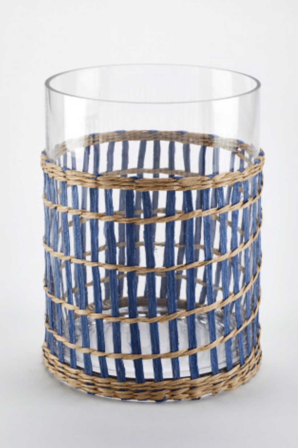 Wicker Wrap Blue Lantern M