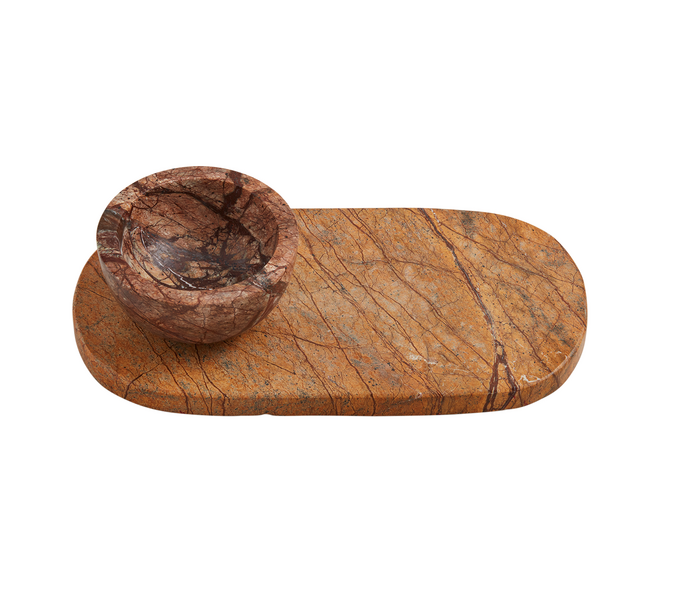 Brown Marble Tidbit Set