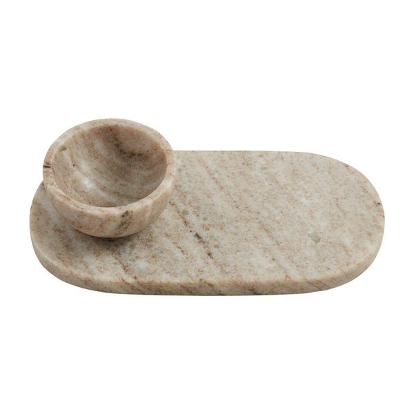 Cream Marble Tidbit Set