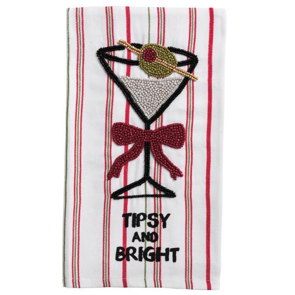 Martini Beaded Christmas Towel