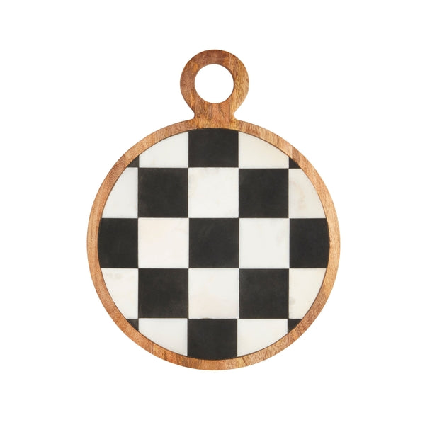 Round Checkered Wood Board