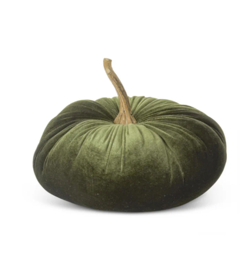 Small Green Velvet Stuffed Pumpkin