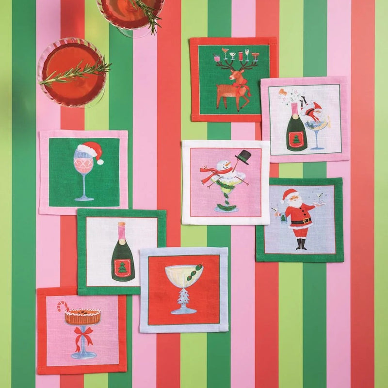 Champagne Holiday Cocktail Napkin Set