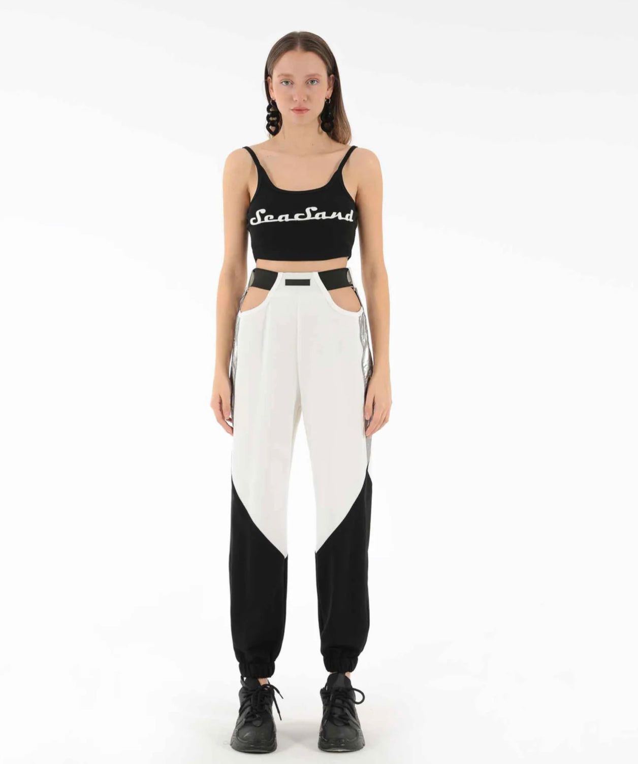 Black and White Cut Out Joggers