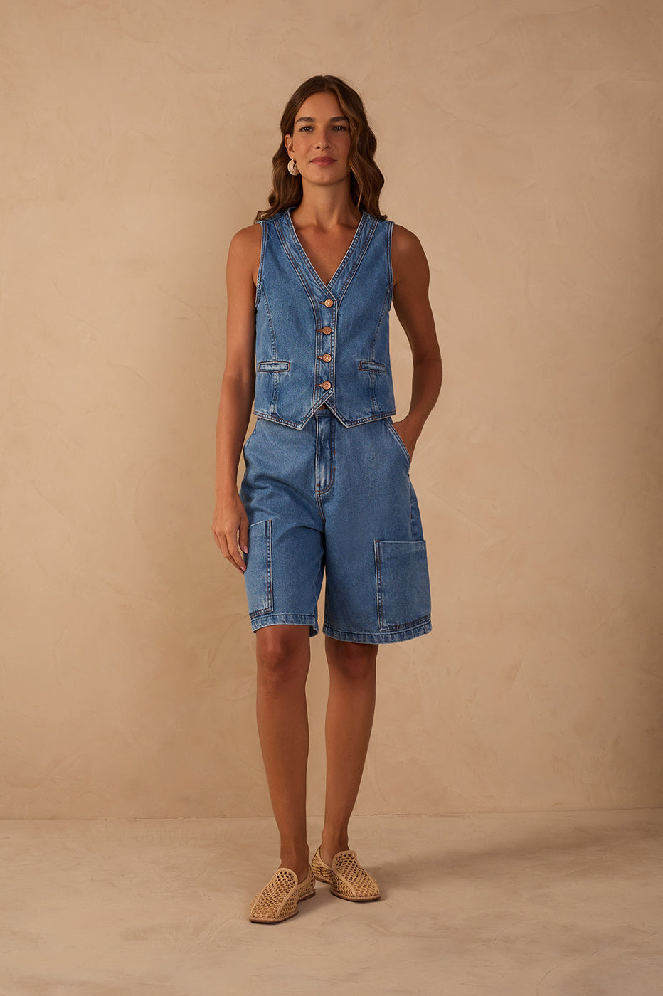 Olivia Bermuda Cargo Denim