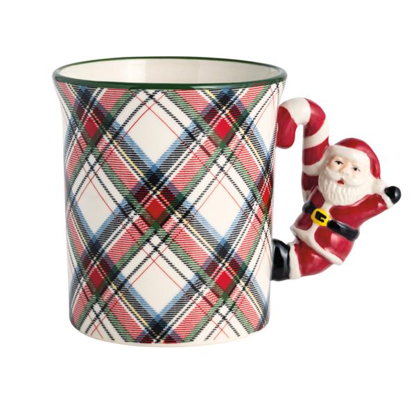 Santa Handle Tartan Mug