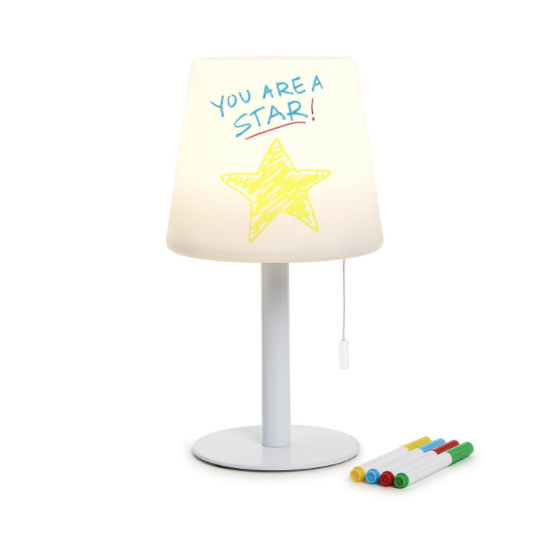 LED Portable Cordless Table Lamp with 4 Washable Colored Markers in Gift Box