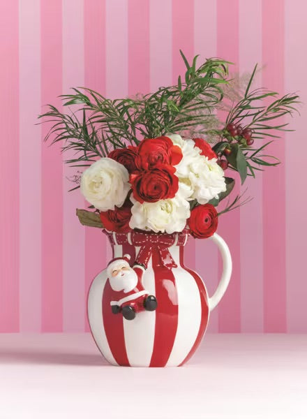 Santa Bow Stripe Pitcher