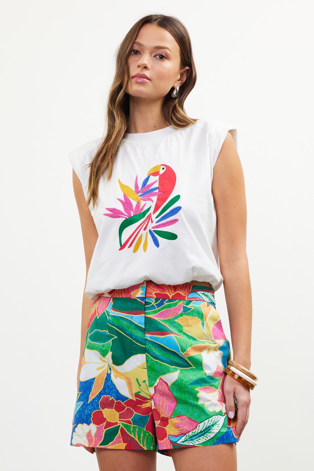 Bird Top Off White Multi