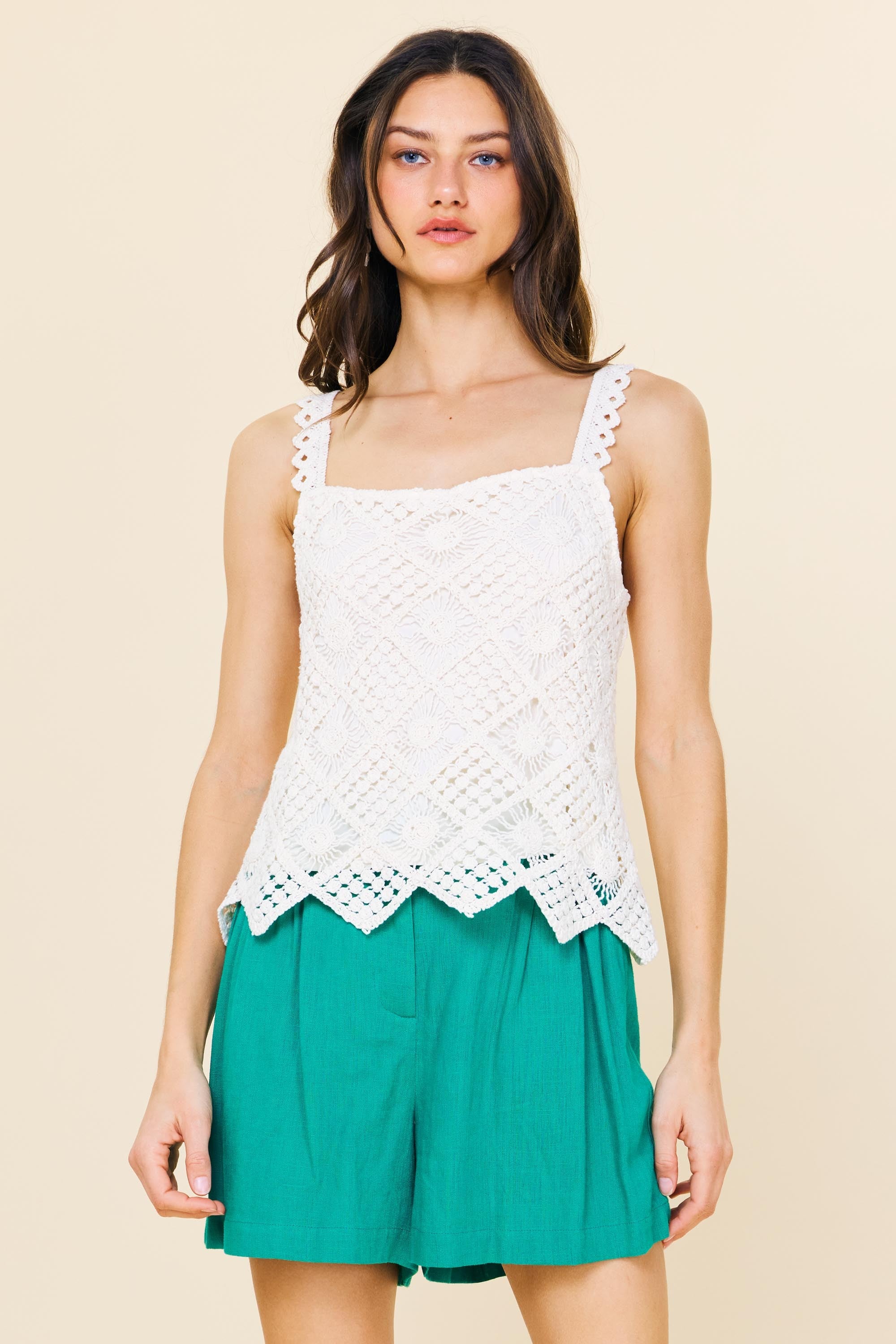 Diamond Crochet Top Natural