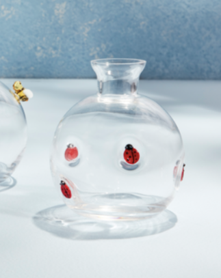 Glass Lady Bug Vase