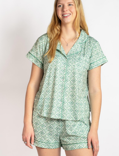 Carmen Shirt Emerald White