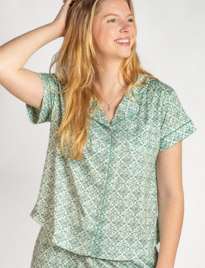 Carmen Shirt Emerald White