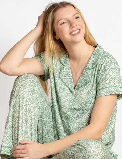 Carmen Shirt Emerald White