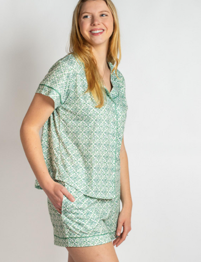 Carmen Shirt Emerald White